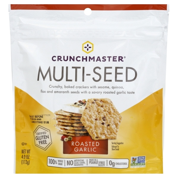 Crunchmaster Multi-Seed Crackers Roasted Garlic (12packs X 4 OZ)