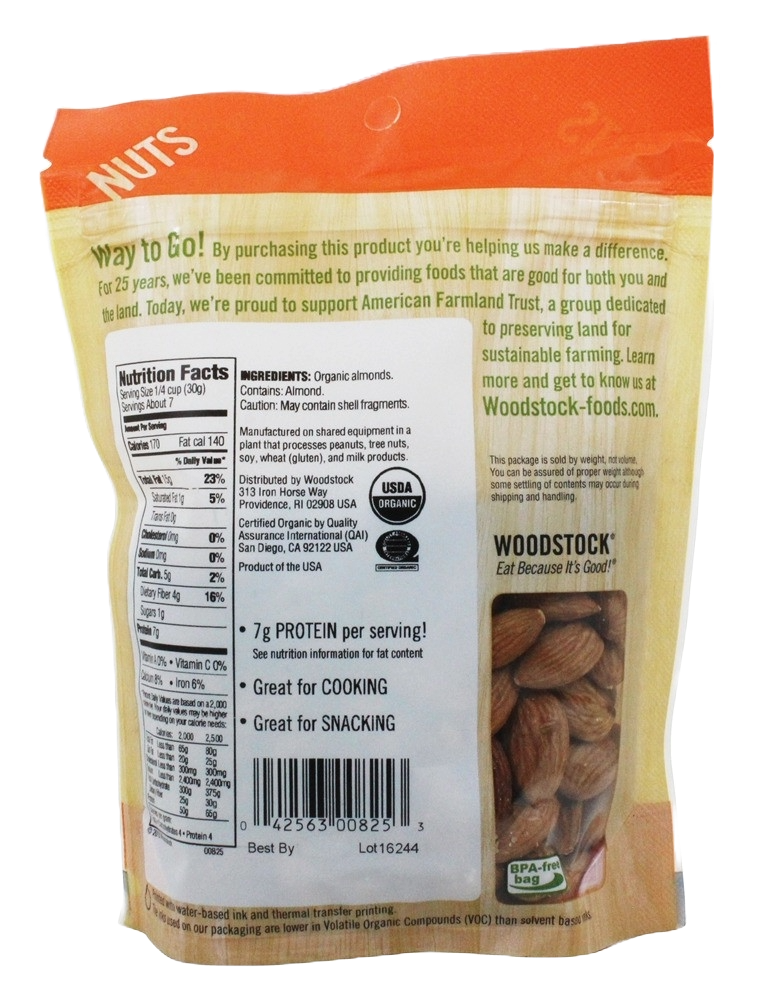 Woodstock Organic Almonds (8packs x 7.5 Oz)