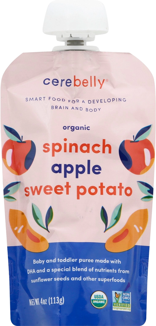 Cerebelly Organic Spinach Apple Sweet Potato Puree(6 X 4 OZ)