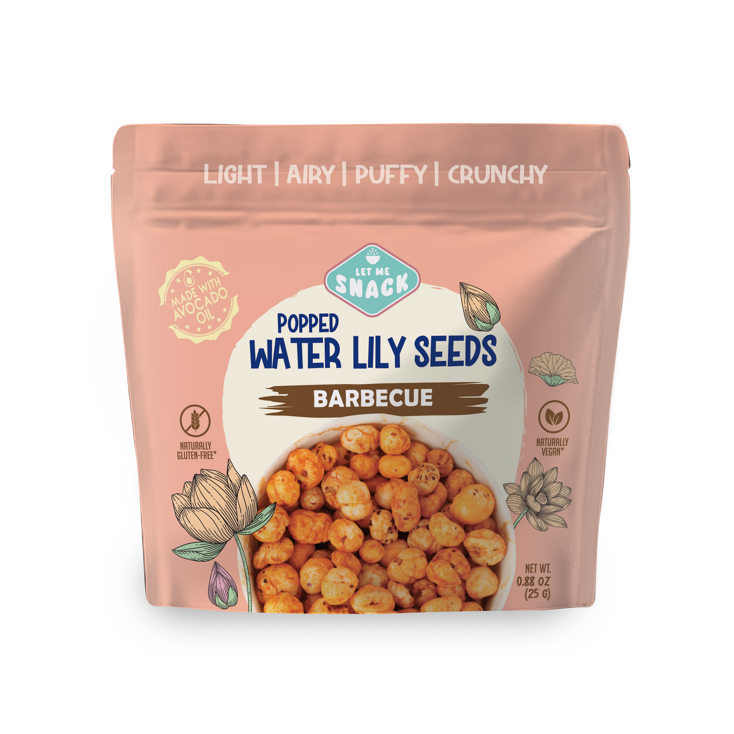 Let Me Snack Brand Popped Water Lily Seeds - Barbecue Flavor - 0.88oz or 2.11oz