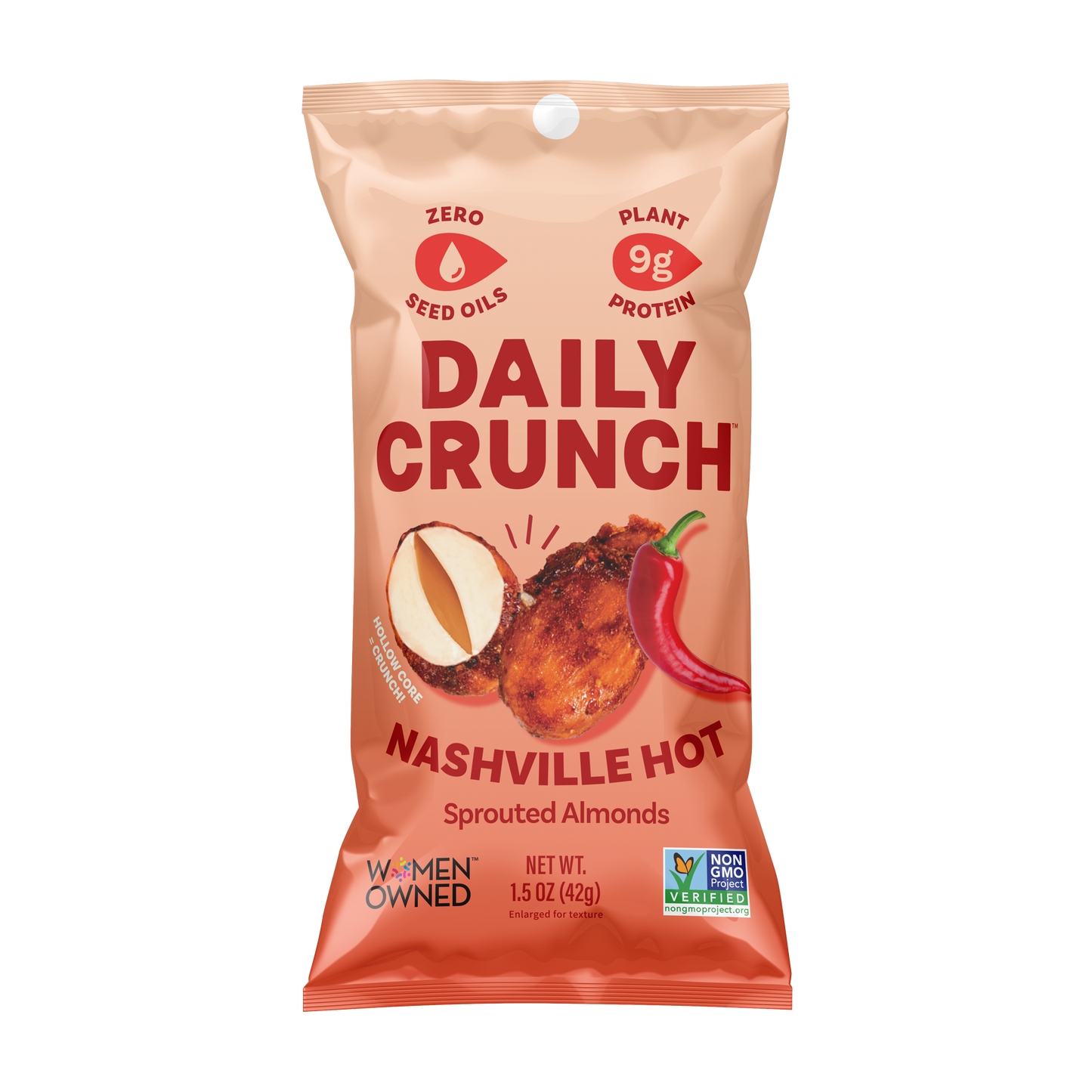 Daily Crunch Nashville Hot Flavor Sprouted Almonds - (Snack Pack) - 8 Pack - Nuts