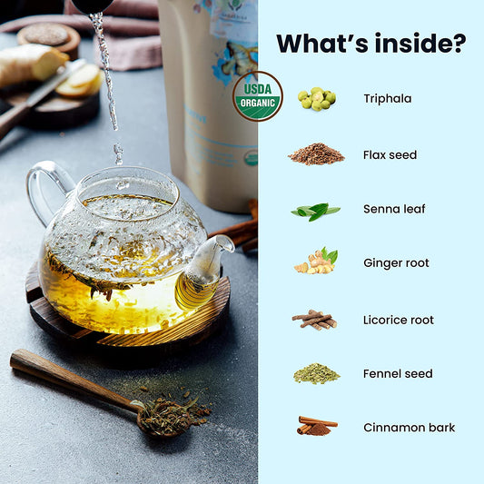 Laxative Move Loose Tea, Gentle Constipation Relief - Ayurvedic Blend with Senna & Fennel - Digestive Health Support - Herbal & Caffeine Free - Organic & Kosher