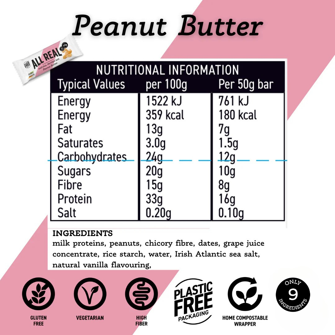 Peanut Butter Protein Bar 50g x 12 bars - Protein Bars