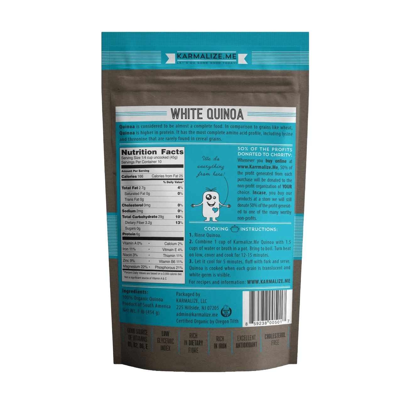 Karmalize.Me 100% Organic White Quinoa - various sizes