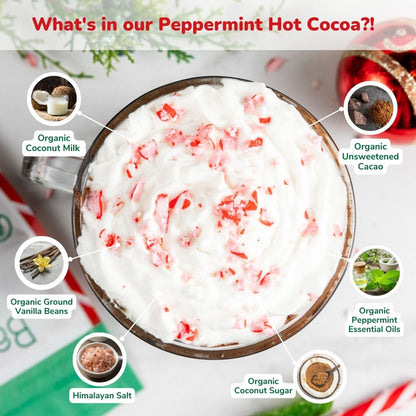 Bare Life Instant Dairy Free Peppermint Hot Cocoa Mix  | Single Serving 5 Pack |Gluten Free, Vegan and Organic