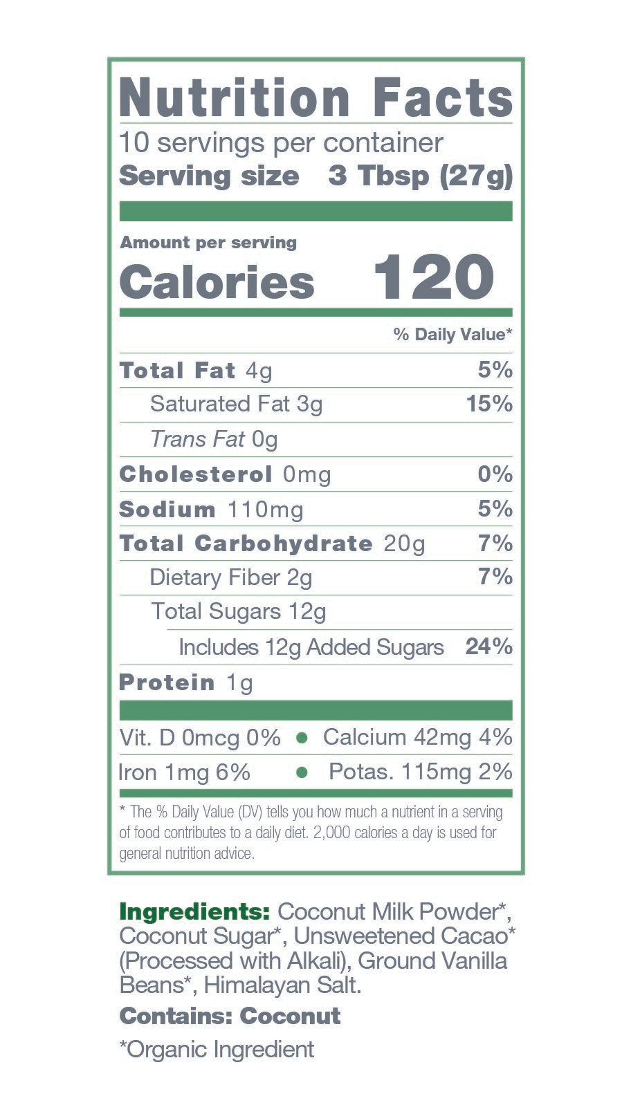 Bare Life Instant Dairy Free Coconut Hot Cocoa Mix  |  10 Serving Pouch | Gluten Free, Vegan and Organic