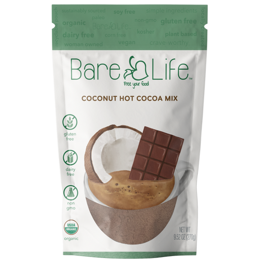 Bare Life Instant Dairy Free Coconut Hot Cocoa Mix  |  10 Serving Pouch | Gluten Free, Vegan and Organic