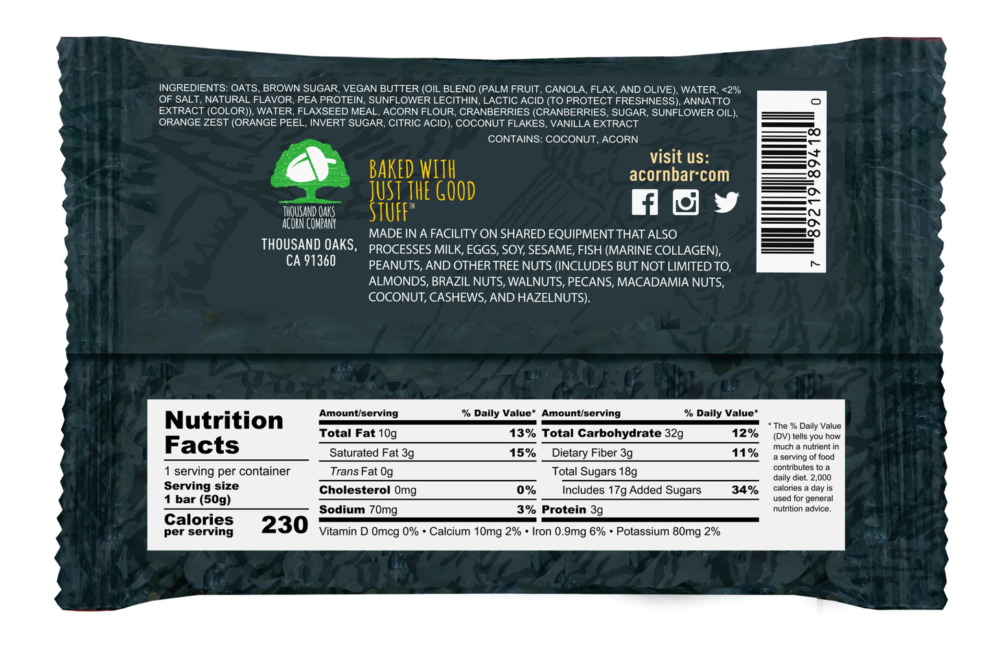 AcornBar Gluten Free Gourmet Snack Bars - (Various Size Packs and Flavors)