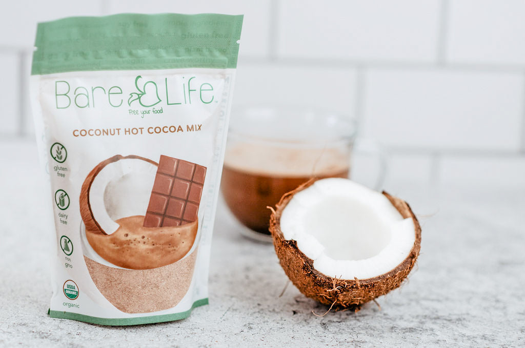 Bare Life Instant Dairy Free Coconut Hot Cocoa Mix  |  10 Serving Pouch | Gluten Free, Vegan and Organic