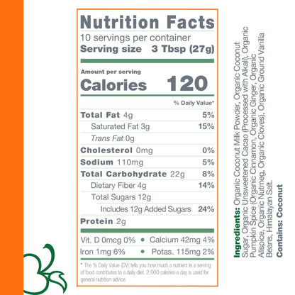 Bare Life Dairy Free Pumpkin Spice Hot Cocoa Mix | 10 Serving Stand Up Pouch | Gluten Free, Vegan, Organic
