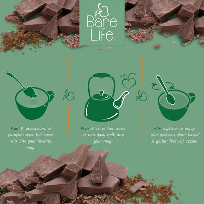 Bare Life Dairy Free Pumpkin Spice Hot Cocoa Mix | 10 Serving Stand Up Pouch | Gluten Free, Vegan, Organic