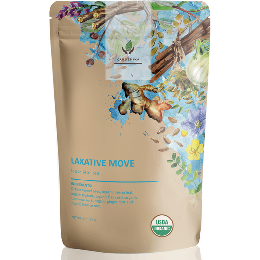 Laxative Move Loose Tea, Gentle Constipation Relief - Ayurvedic Blend with Senna & Fennel - Digestive Health Support - Herbal & Caffeine Free - Organic & Kosher