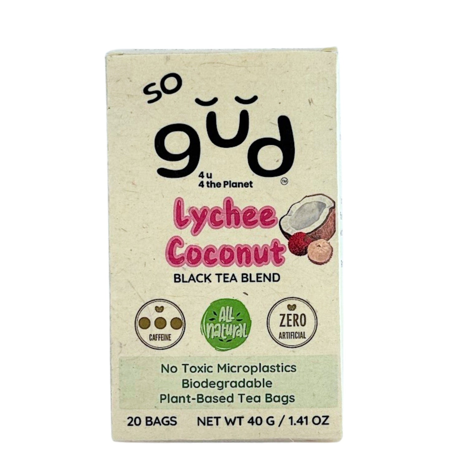 So Gud Lychee Coconut Black Tea | Plant-based Tea Bags - (Various Count Boxes)