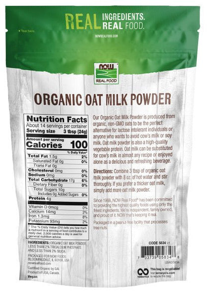 Now Real Foods Organic Oat Milk Powder, Organic - (12oz)
