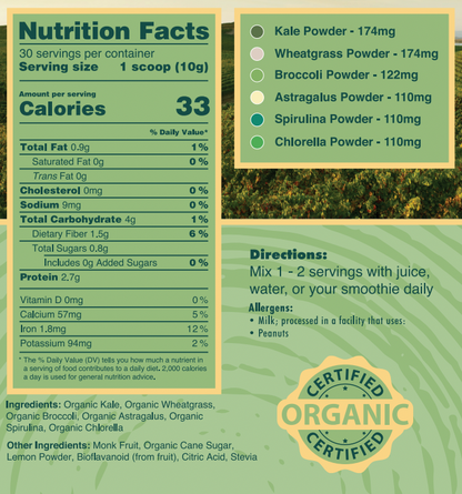 Pure Choice Farms Sweet Organic Powdered Superfood Greens - (Various Size Packages)