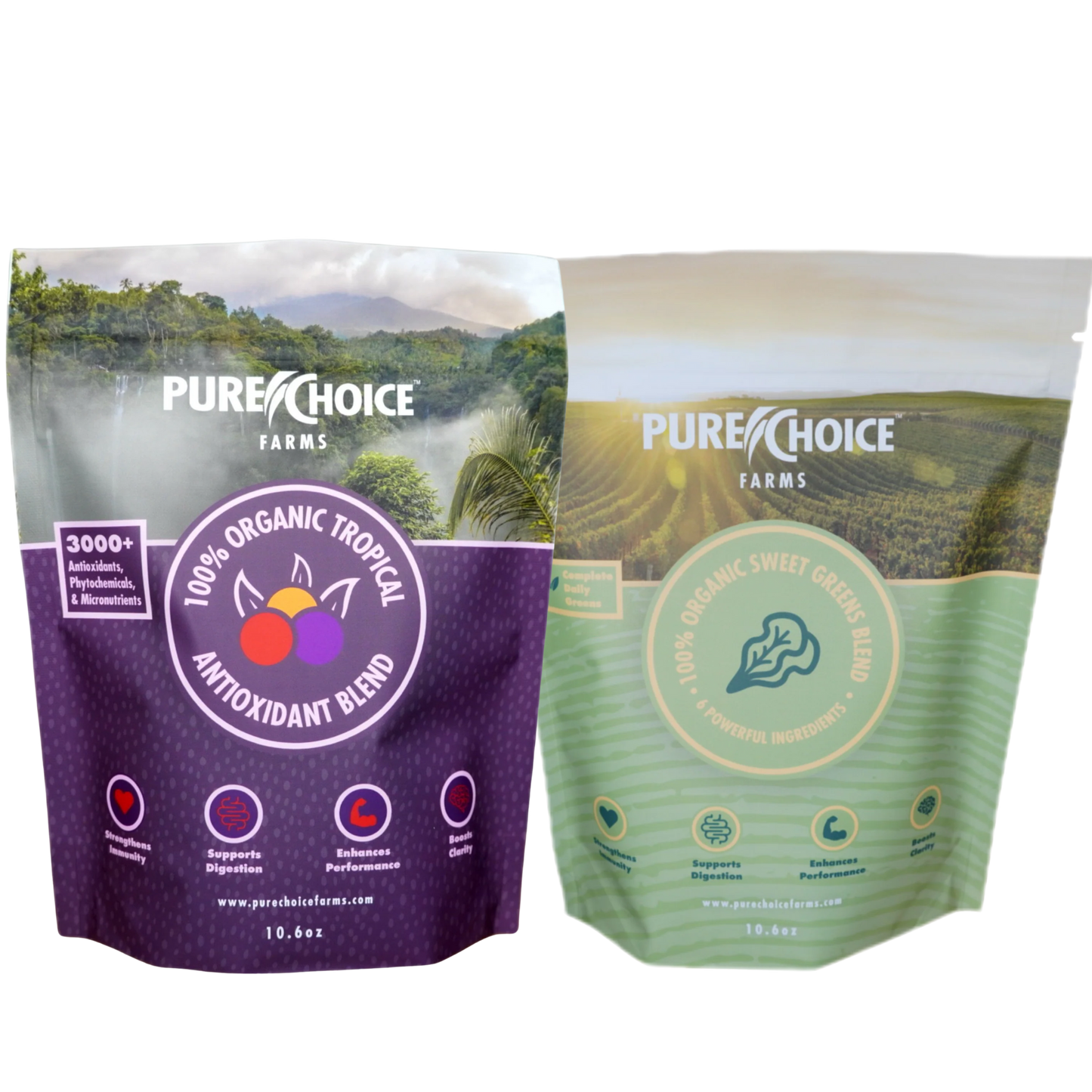 Pure Choice Farms Sweet Greens & Organic Tropics Shake Powder - (Various Size Bags)