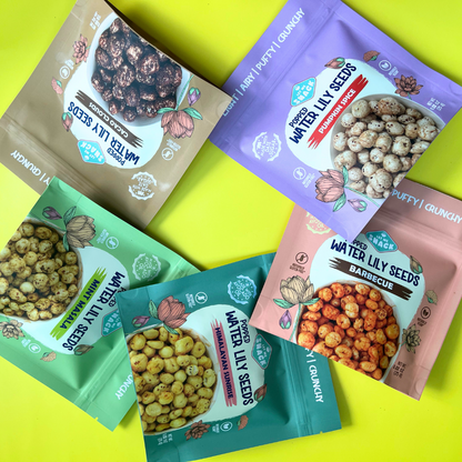 Let Me Snack Brand Popped Water Lily Seeds Sampler Pack - Try all 5 flavors