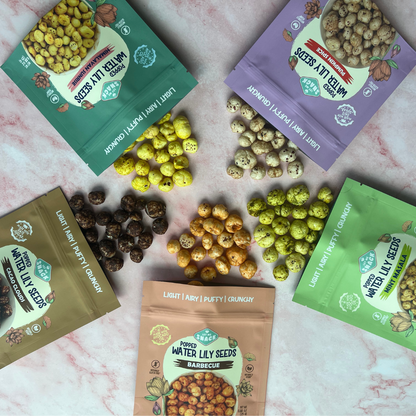 Let Me Snack Brand Popped Water Lily Seeds Sampler Pack - Try all 5 flavors