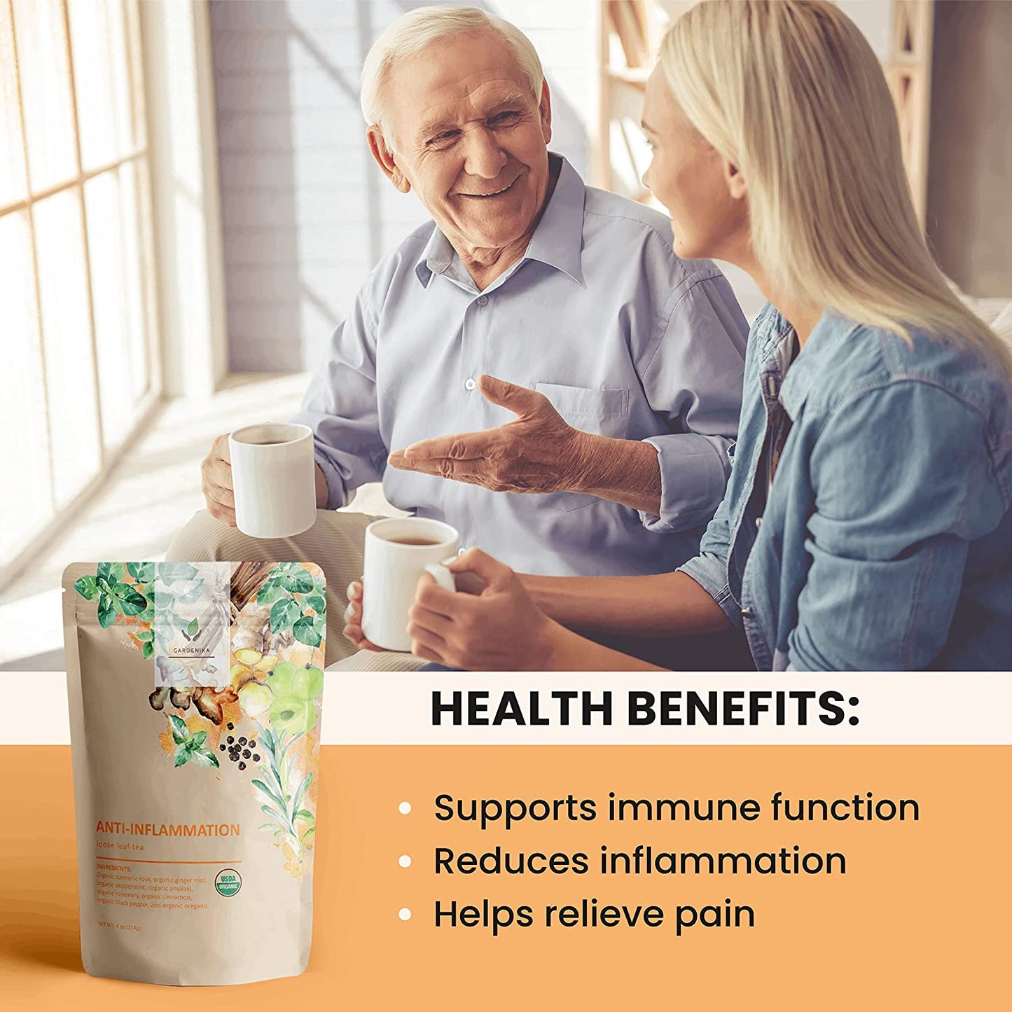 Anti-Inflammatory Loose Tea Daily Comfort & Wellness Support - Ayurvedic Blend with Turmeric - Ginger & Cinnamon