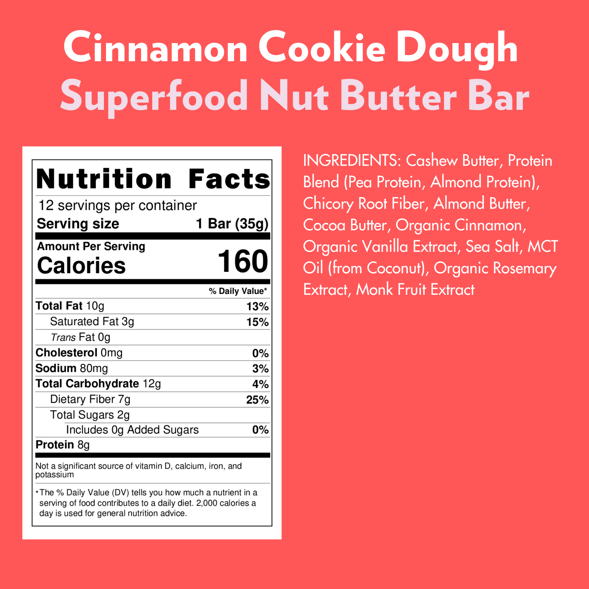 B.T.R. Nation Cinnamon Cookie Dough Superfood Bar (12 Count) 🍪 - Nutrition Bars