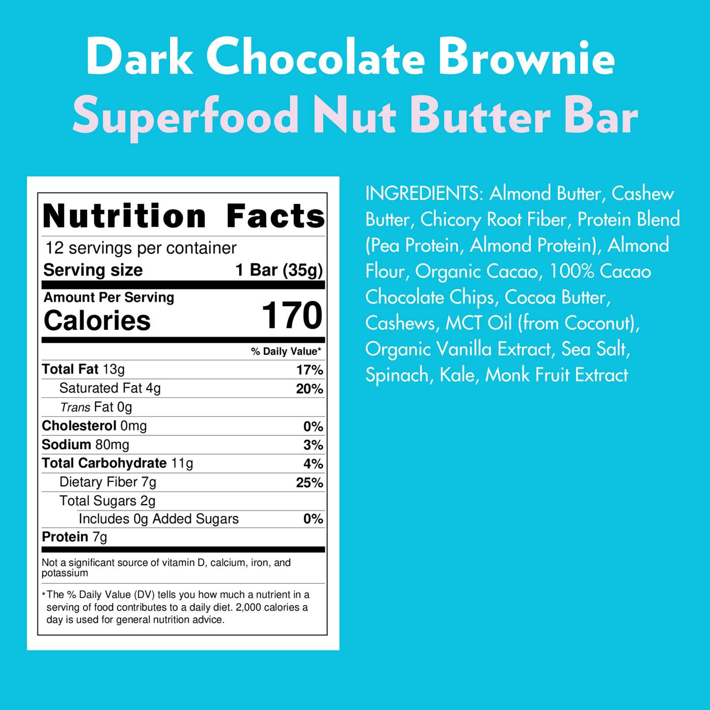 B.T.R. Nation Dark Chocolate Brownie Superfood Bar (12 Count) 🍫 - Nutrition Bars