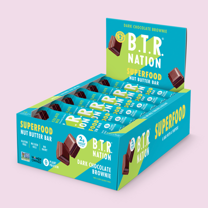 B.T.R. Nation Dark Chocolate Brownie Superfood Bar (12 Count) 🍫 - Nutrition Bars