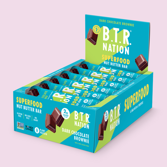 B.T.R. Nation Dark Chocolate Brownie Superfood Bar (12 Count) 🍫 - Nutrition Bars