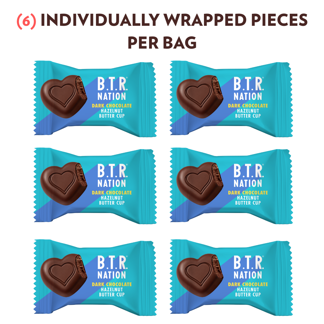 B.T.R. Nation Dark Chocolate Hazelnut Butter Hearts (3 Bags @ 3.17oz each) - Chocolate