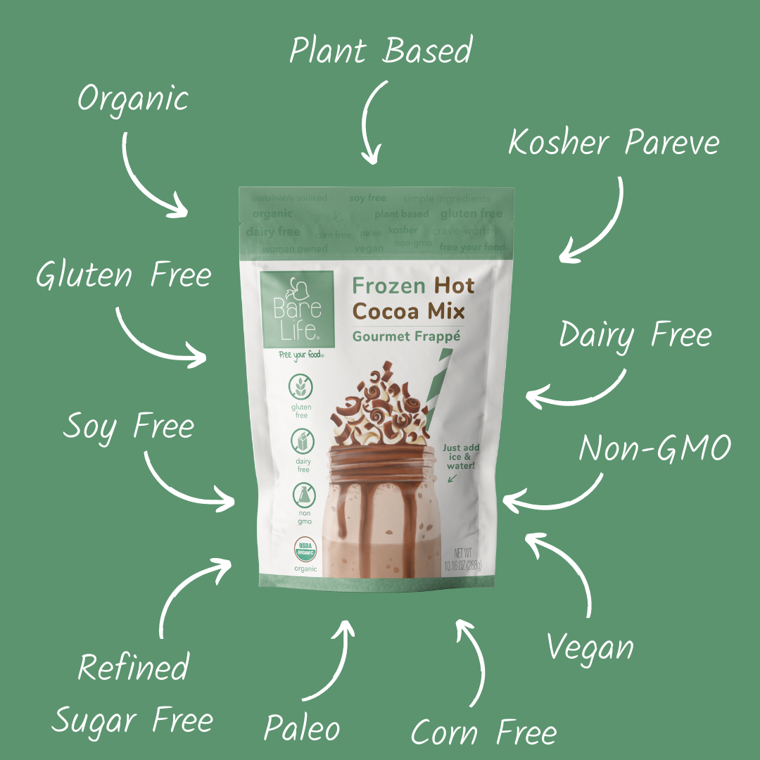 Bare Life Frozen Hot Cocoa Mix | Gourmet Frappe | Dairy Free Gluten Free Vegan Organic - Hot Chocolate
