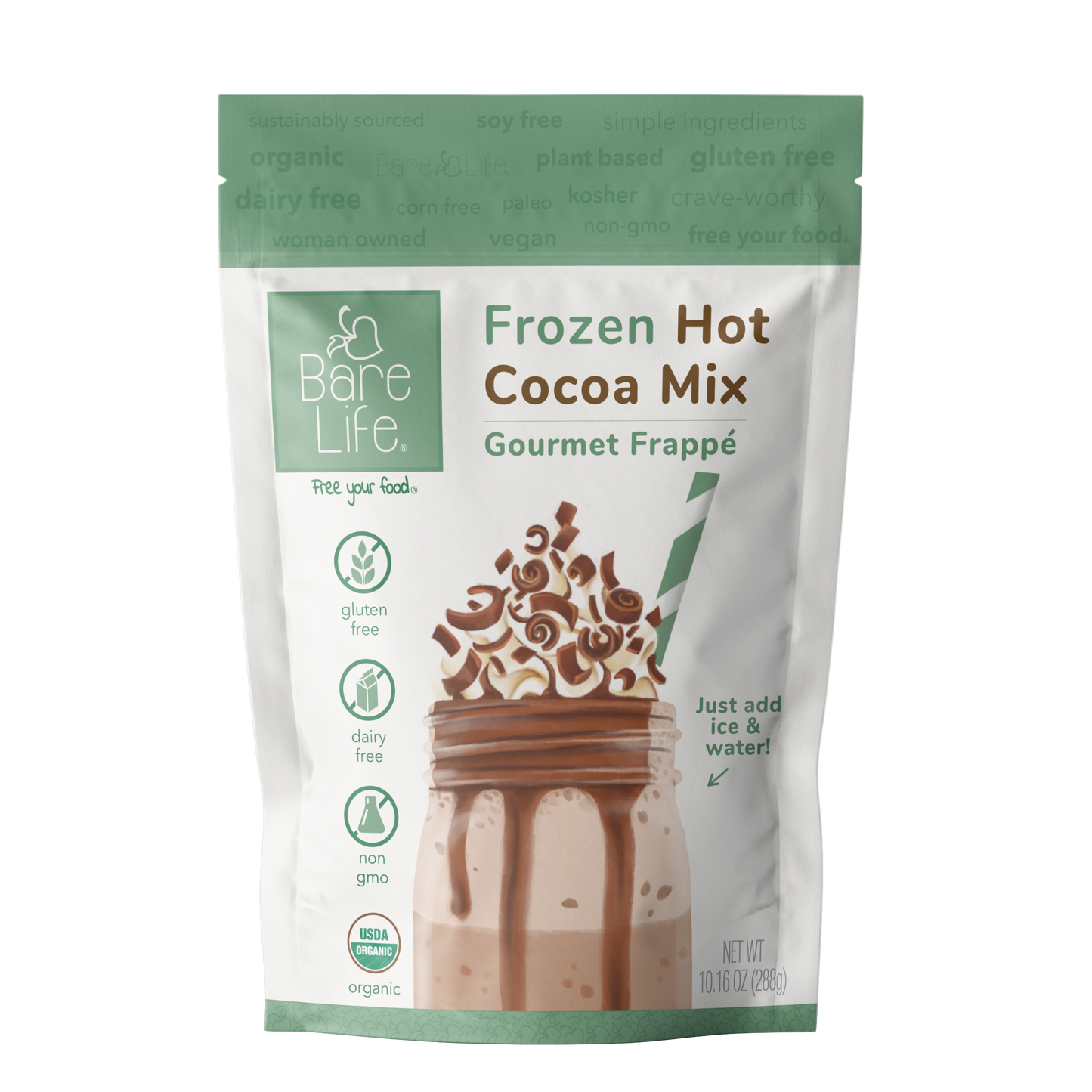 Bare Life Frozen Hot Cocoa Mix | Gourmet Frappe | Dairy Free Gluten Free Vegan Organic - Hot Chocolate