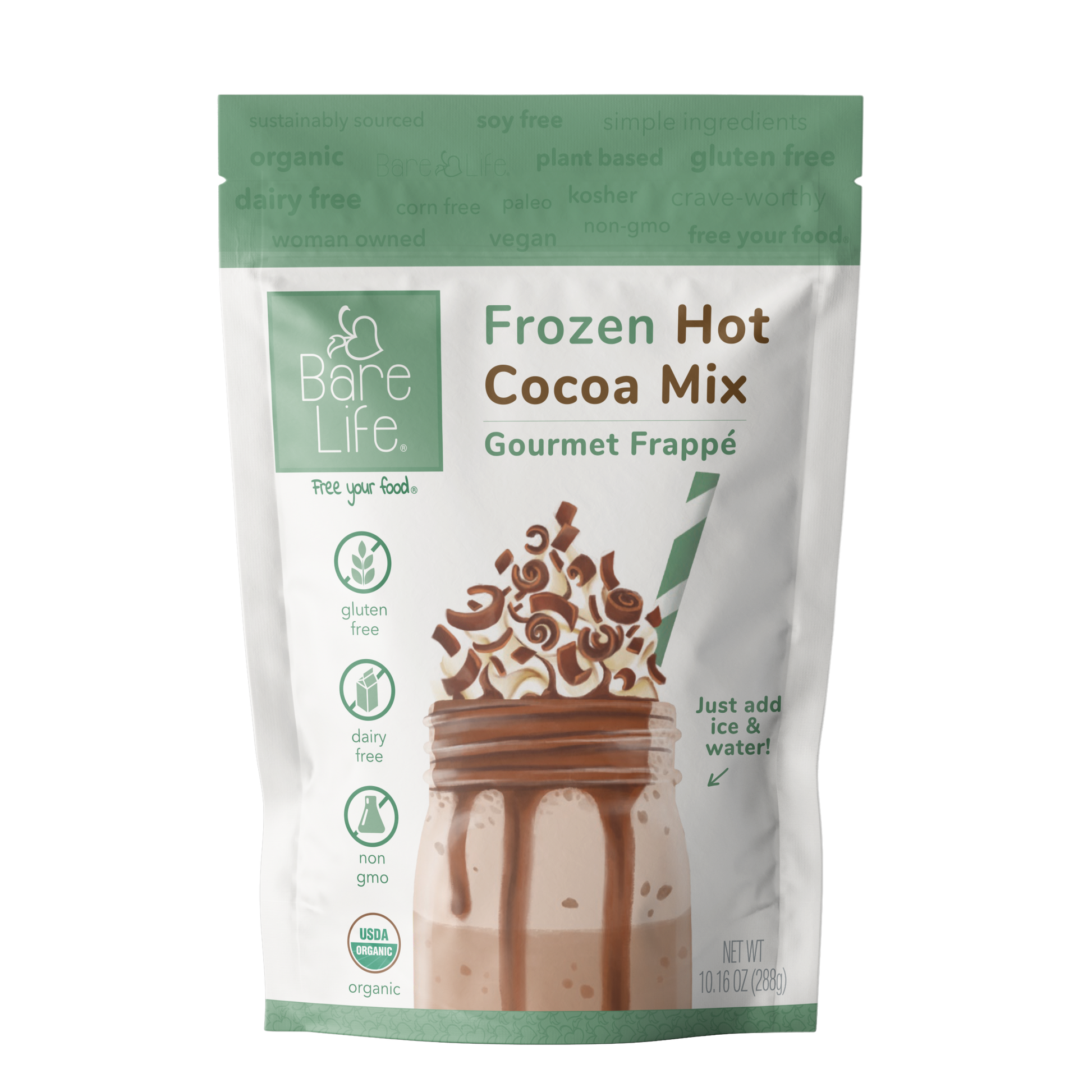 Bare Life Frozen Hot Cocoa Mix | Gourmet Frappe | Dairy Free Gluten Free Vegan Organic - Hot Chocolate