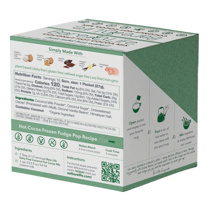 Bare Life Instant Dairy Free Coconut Hot Cocoa Mix | Single Serving 10 Pack |Gluten Free Vegan and Organic - Hot Cocoa