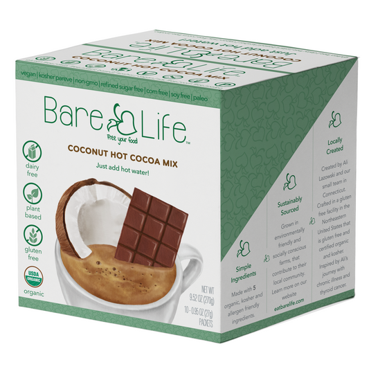 Bare Life Instant Dairy Free Coconut Hot Cocoa Mix | Single Serving 10 Pack |Gluten Free Vegan and Organic - Hot Cocoa