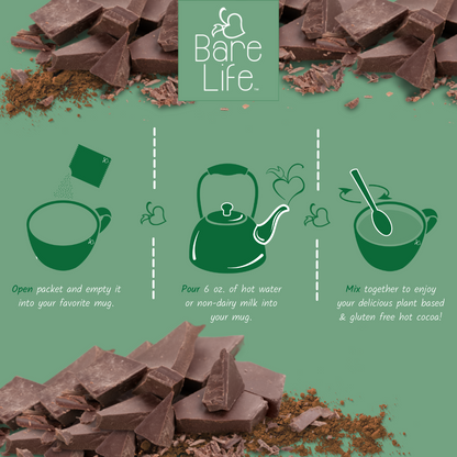 Bare Life Instant Dairy Free Coconut Hot Cocoa Mix | Single Serving 10 Pack |Gluten Free Vegan and Organic - Hot Cocoa