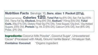Bare Life Instant Dairy Free Coconut Hot Cocoa Mix | Single Serving 10 Pack |Gluten Free Vegan and Organic - Hot Cocoa