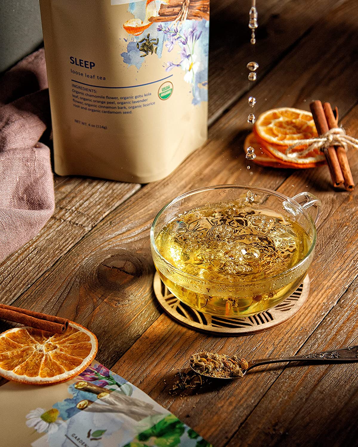 Sleep Calm Loose Tea, Evening Relaxation & Calm - Ayurvedic Blend with Chamomile - Lavender & Gotu Kola - Herbal & Caffeine Free - Organic & Kosher
