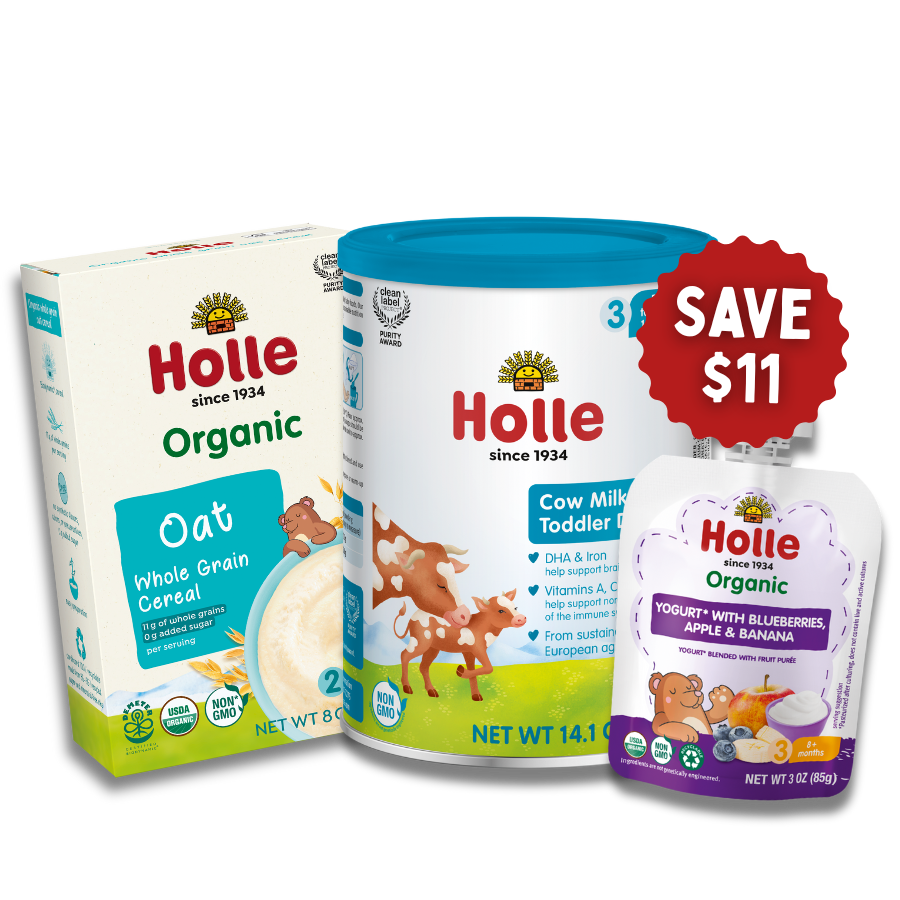 Classic Cow Breakfast Bundle: Cow Milk Oat Blueberries Apple & Banana Yogurt - Baby Food