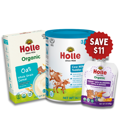 Classic Cow Breakfast Bundle: Cow Milk Oat Blueberries Apple & Banana Yogurt - Baby Food