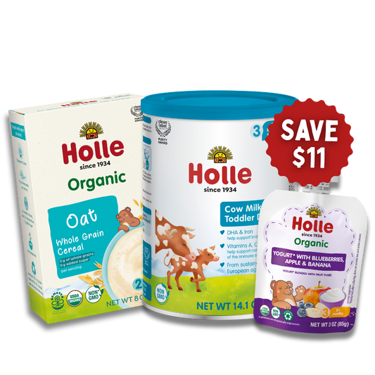 Classic Cow Breakfast Bundle: Cow Milk Oat Blueberries Apple & Banana Yogurt - Baby Food