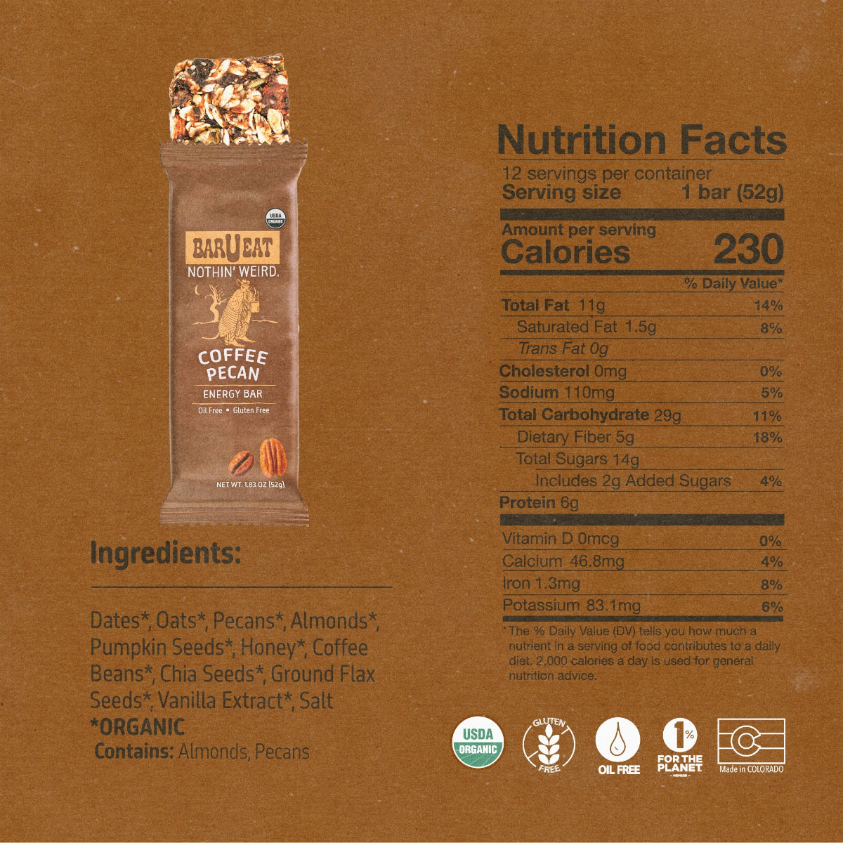 Coffee Pecan BOX - 12 Bar Box - Bars