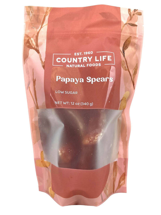 Country Life Papaya Spears -Low Sugar- (Various size bags) - Dried Fruit