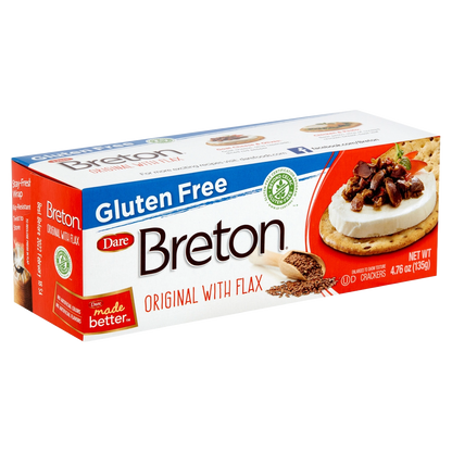Breton Gluten Free Crackers Original with Flax ( 6 boxes X 4.76 OZ)