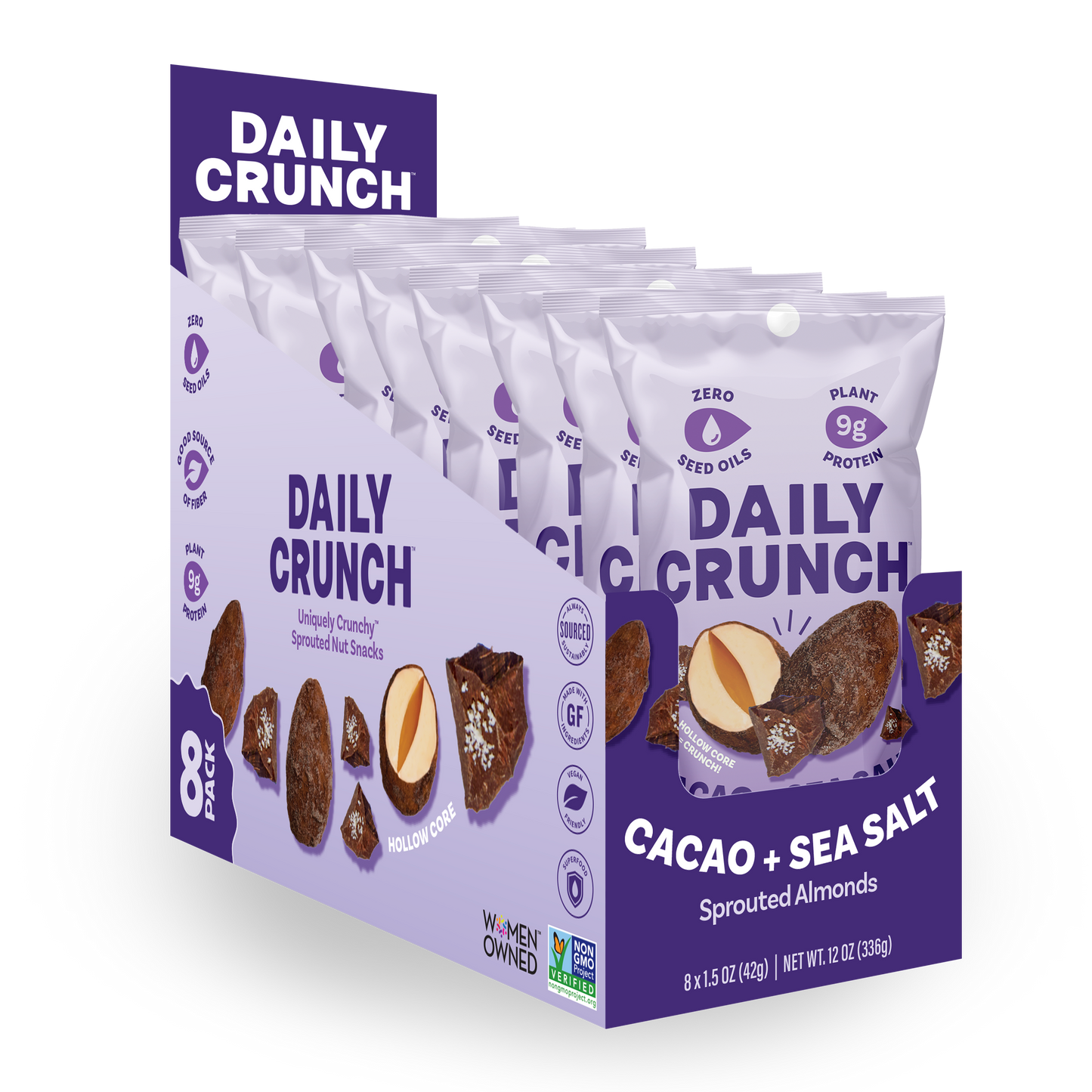 Daily Crunch Cacao + Sea Salt Flavor Sprouted Almonds - (8 packs) - 8 Pack - Nuts