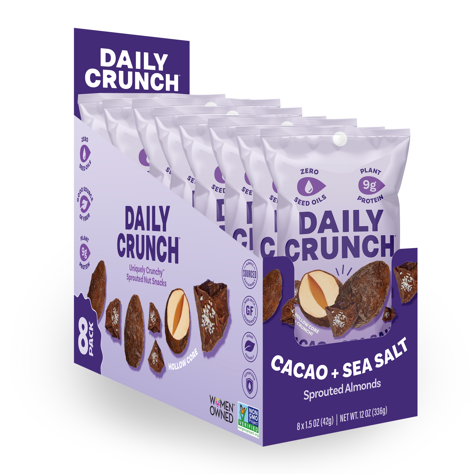 Daily Crunch Cacao + Sea Salt Flavor Sprouted Almonds - (8 packs) - 8 Pack - Nuts