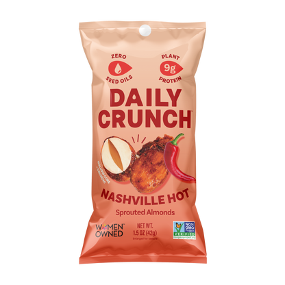 Daily Crunch Nashville Hot Flavor Sprouted Almonds - (Snack Pack) - 8 Pack - Nuts