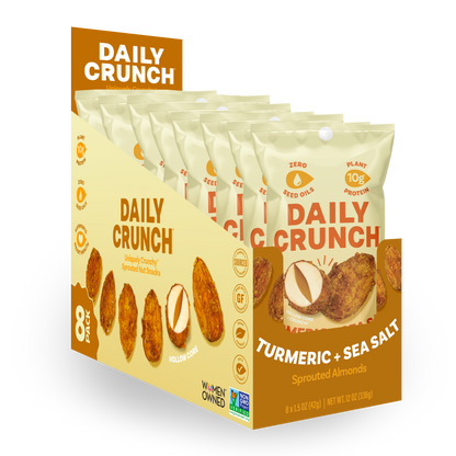 Daily Crunch Tumeric + Sea Salt Sprouted Almonds - (Snack Pack) - 8 Pack - Nuts