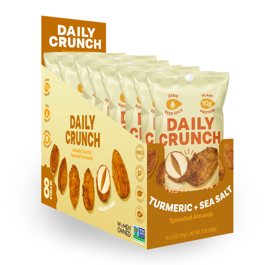 Daily Crunch Tumeric + Sea Salt Sprouted Almonds - (Snack Pack) - 8 Pack - Nuts