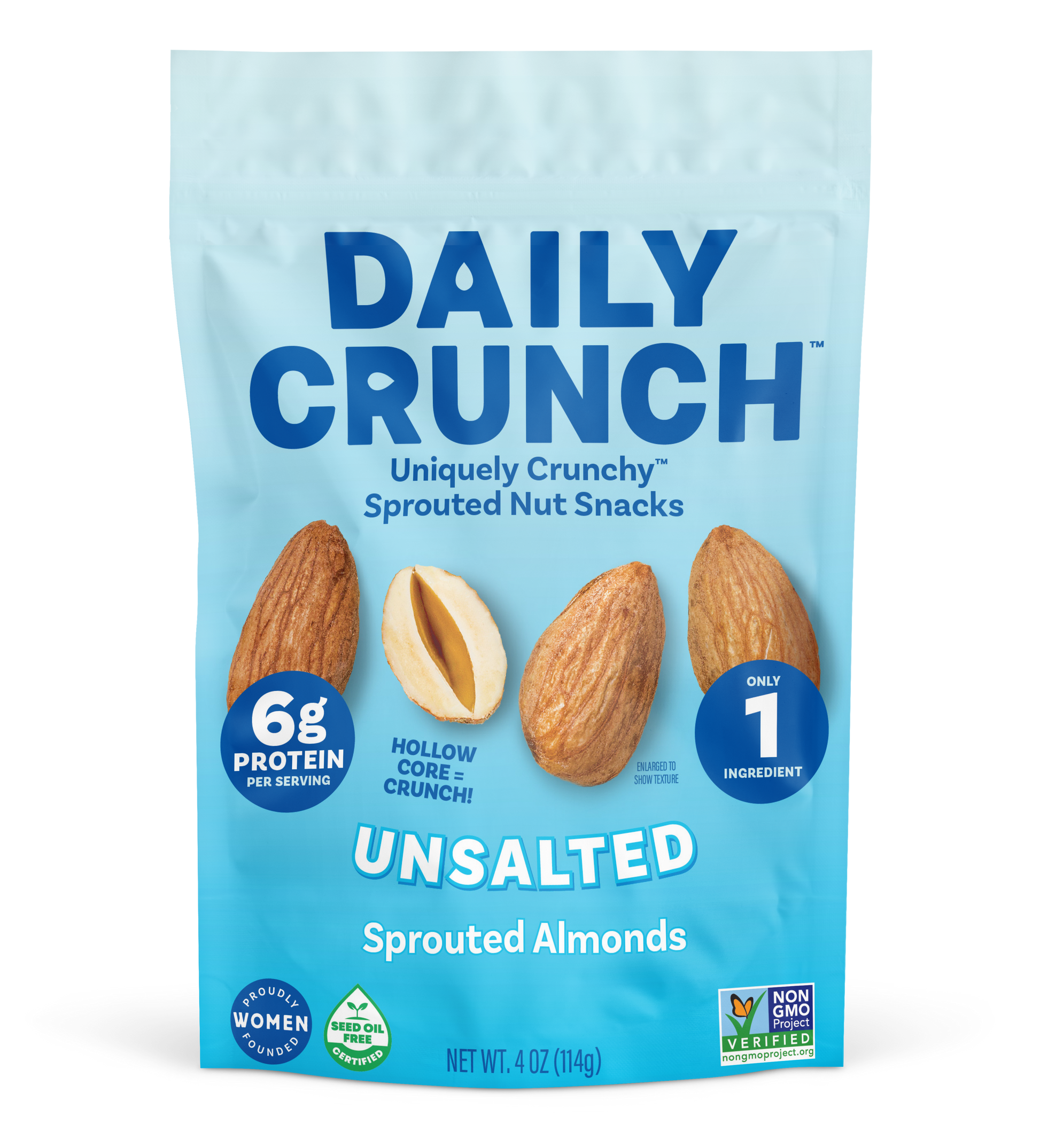 Daily Crunch Unsalted Sprouted Almonds - (Various Size Packs) - 1 Pack - Nuts