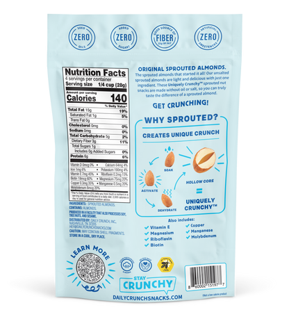 Daily Crunch Unsalted Sprouted Almonds - (Various Size Packs) - Nuts