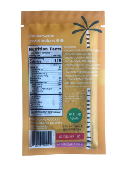 Dino Bar Pineapple Carrot Bar - (10 Pack) - 10 Bars - Fruit Bar
